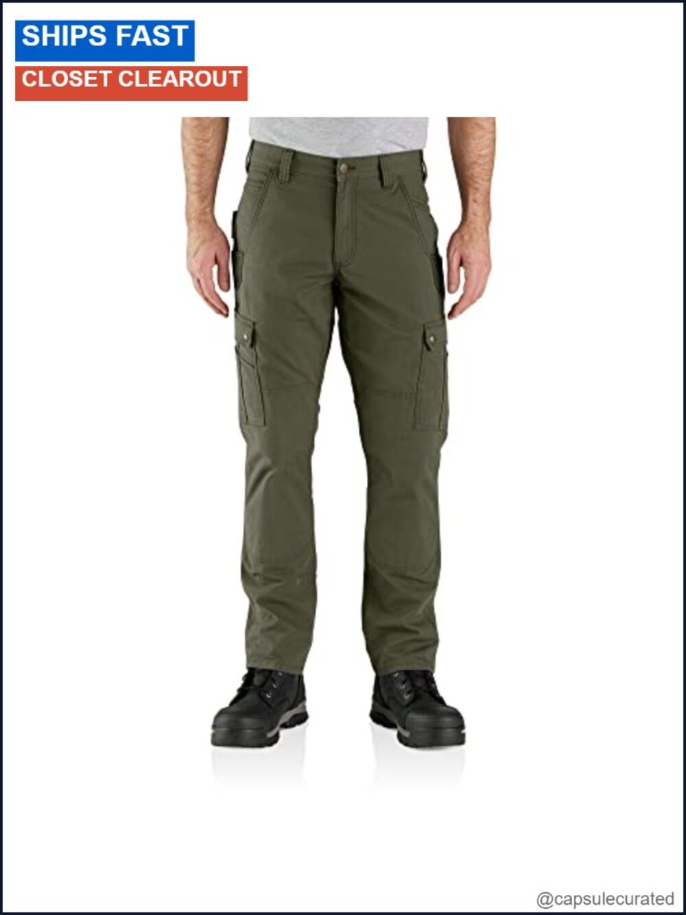 Men's Rugged Flex Relaxed Fit Ripstop Cargo Work Pants with Gusseted Crotch